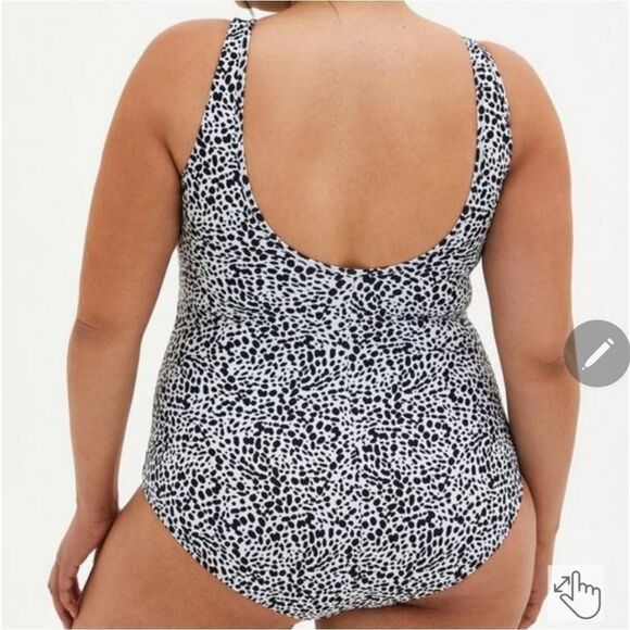 Torrid Stylish Black and White Swimsuit With Mesh Neckline - Picture 6 of 6